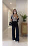 Lues Navy Blue Gray Hooded Pants Set