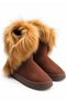 Cool Women's Brown Plush Fur Winter Boots 5 cm Heel - 2