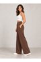 Women's High Waist Modal Fabric Wide Leg Lace-Up Sweatpants with Double Back Pockets - 2
