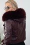 Hooded Burgundy Leather Jacket with Fur Detail - 5