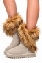 Cool Beige Plush Fur Women's Winter Boots 5 cm Heel - 6