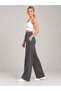 Women's High Waist Modal Fabric Wide Leg Lace-Up Sweatpants with Double Back Pockets - 2