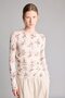 Slim Fit Boat Neck Shirred Floral Pattern Tulle Long Sleeve T-Shirt I9649Ax26Wn - 3