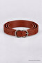 Faux Leather Belt with Silver Buckle Lkm0012 Taba - 3