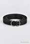 Faux Leather Belt with Silver Buckle Lkm0012 Black - 4