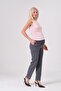 Maternity Flexible Fishback Mom Fit Classic Pants with Elastic Waistband Gray - 4