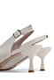 Women's Genuine Leather Beige Heeled Shoes - 5