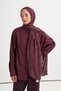 Monogram pattern tencel wool viscose shawl dark plum - 2