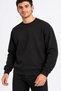 Thick Textured Crew Neck Long Sleeve Basic Sweatshirt with Elasticated Hem and Sleeves in Black Color - 3