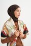 Floris Pattern Reniva Tencel Triangle Shoulder Shawl Black - 3
