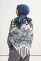 Fiorella Patterned Reniva Tencel Triangle Shoulder Shawl Lavender - 2
