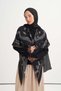 Diamond Pattern Reniva Tencel Triangle Shoulder Shawl Black - 5