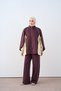 Women's Double Color Stripe Detail Zippered Tracksuit Set Plum