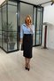 Eyelet Detail Slit Black Pencil Skirt