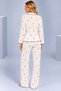 Women's Patterned Bow Detailed Buttoned Long Sleeve Muslin Pajama Set - 4