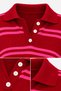 Polo Collar Red/Pink Striped Knitwear - 2