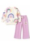 Rainbow and cloud patterned girl's tracksuit two-piece set - 2