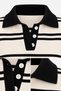 Polo Collar Ecru/Black Striped Knitwear - 2