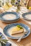 Mavisu 6-Piece Cake Plate Set 19 cm Blue Patterned Porcelain Dessert Plate - 6