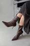 Liwia Women's Stretch Ankle Heeled Leather Boots Brown