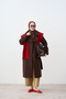 Women's Back Button Detailed Double Pocket Waist Tie Cashmere Coat Brown - 4