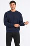 Thick Textured Crew Neck Long Sleeve Basic Sweatshirt with Elasticated Skirt and Sleeves in Navy Blue Color - 6