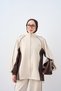 Women's Double Color Stripe Detail Zippered Tracksuit Set Cream - 3