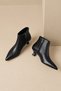 Denis Women's Black Leather Pointed Toe Low Goblet Heel Side Zipper Stylish Boots 3.5 cm Heel - 6