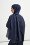 Icon Pattern Tencel Wool Viscose Shawl Navy Blue - 4