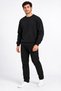 Thick Textured Crew Neck Long Sleeve Basic Sweatshirt with Elasticated Hem and Sleeves in Black Color - 6