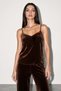 Bitter Brown V-Neck Strappy Velvet Blouse - 2