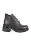 Women's Boots L031.27105354K Black Genuine Leather Flotter Textured Metal D-Ring Lace-Up Side Zipper - 2