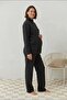 Lunara Embroidered Collar Quilted Fabric Pocketed Drawstring Waist Maternity and Postpartum Sweatshirt Set - 6