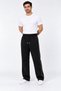 Men's Black Color Ruffled Side Piping Regenerated Baggy Sweatpants