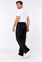 Men's Black Color Ruffled Side Piping Regenerated Baggy Sweatpants - 3