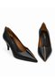 Genuine Leather Pointed Toe Women's Heeled Shoes 053 Black (Black) - 4