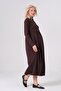 Maternity Buttoned Long Sleeve Modal Midi Dress Brown - 6