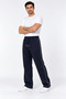 Men's Navy Blue Color Regenerated Baggy Sweatpants with Side Piping - 2