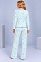 Women's Patterned Bow Detailed Buttoned Long Sleeve Muslin Pajama Set - 4