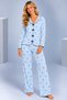 Women's Patterned Bow Detailed Buttoned Long Sleeve Muslin Pajama Set - 2