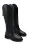 Women's Mosso Flat Sole Buckle Boots - Black-Leather