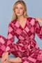 Women's Patterned Home Style Belted Pink Pajama Set 4808 - 2
