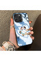For iPhone 16 Pro Max Compatible Silicone Edge Hard Back Case Anime Patterned Couple Phone Case - 3