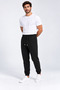 Men's Black Color Elastic Cuffs, Shirred Side Piping, Regenerated Baggy Sweatpants