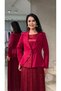 Women's 3-Piece Evening Dress Set Stone Embellished Blazer Jacket with Lace Long Skirt - Single Button Three-Piece Set Stylish Special Occasion Set Event & Engagement Set - 4
