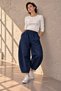 Draped Denim Balloon Cut Women's Trousers with Elastic Waist My3535 - 3