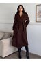 Buttoned Belted Lined Long Cashmere Coat - 3