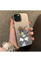 iPhone 14 Pro Compatible Silicone Edge Hard Back Case Mouse Pattern Couple Phone Case - 3