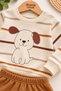 Baby Boy Striped Dog Printed Snap-Back Sweatshirt 2-Piece Top and Bottom Tracksuit Set 3-12 Months - 4