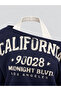 2268 Women's Athlete Detailed Boat Neck Printed Sweatshirt Navy Blue - 3